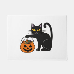Halloween Black Cat Jack O' Lantern Pumpkin Sweet Doormat