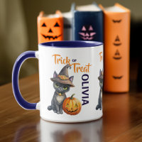 Halloween black cat jack o lantern trick or treat