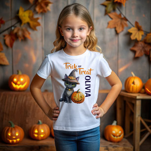 Halloween black cat jack o lantern trick or treat T-Shirt