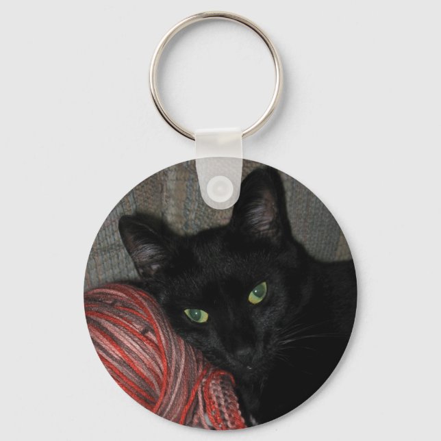 Halloween Black Cat Key Ring (Front)