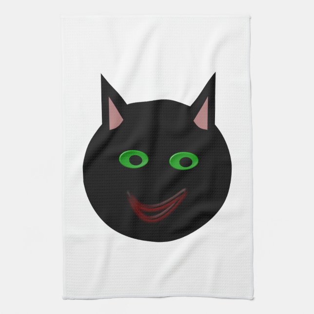 Halloween Black Cat Kitchen Towel (Vertical)