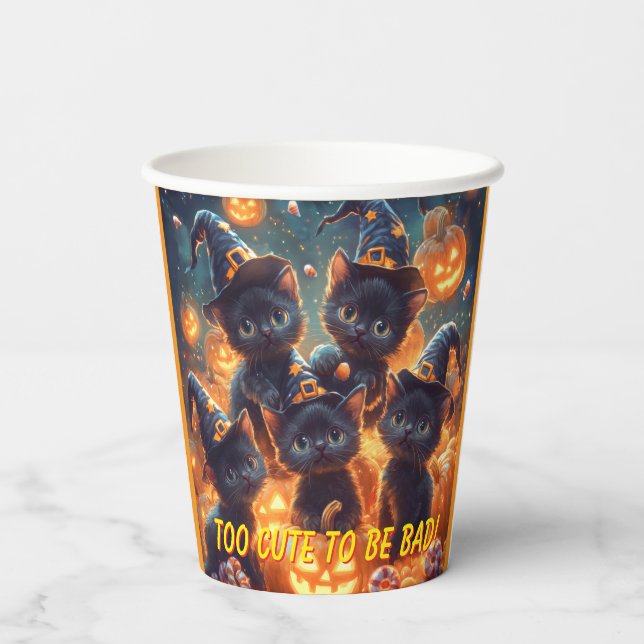 Halloween Black Cat Kittens Paper Cups (Back)