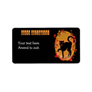 halloween black cat label