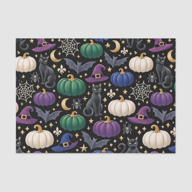 Halloween Black Cat Luxury Tissue Paper (Front)