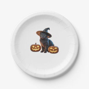 Halloween Black Cat Magic Classic T-Shirt Paper Plate