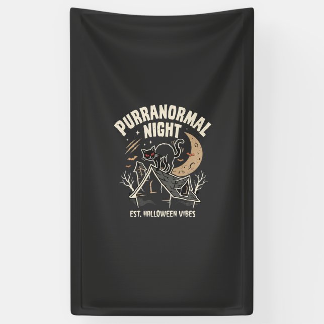 Halloween Black Cat Moon (2) Banner (Vertical)