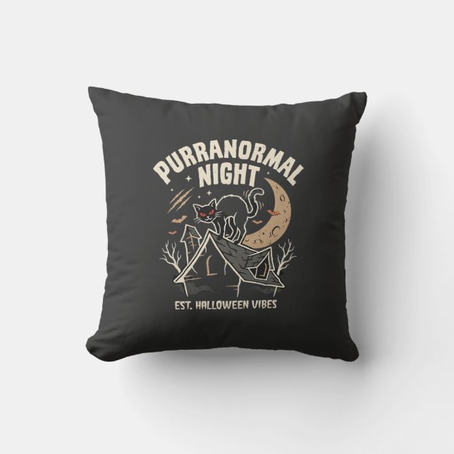 Halloween Black Cat Moon (2) Cushion (Front)