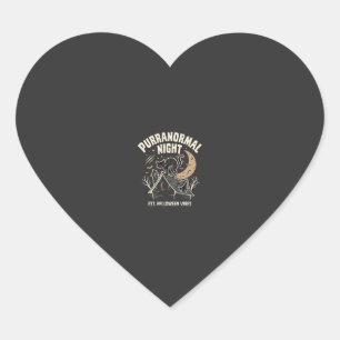 Halloween Black Cat Moon (2) Heart Sticker