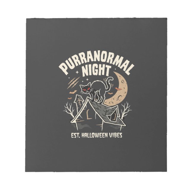 Halloween Black Cat Moon (2) Notepad (Front)