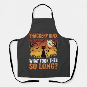 Halloween Black Cat Moon Graveyard Quote Design Apron