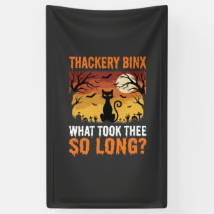 Halloween Black Cat Moon Graveyard Quote Design Banner