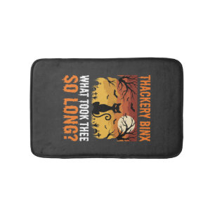 Halloween Black Cat Moon Graveyard Quote Design Bath Mat