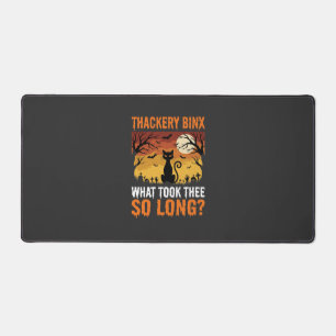 Halloween Black Cat Moon Graveyard Quote Design Desk Mat