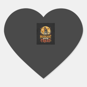 Halloween Black Cat Moon Magic Heart Sticker