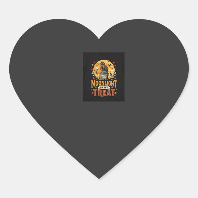 Halloween Black Cat Moon Magic Heart Sticker (Front)