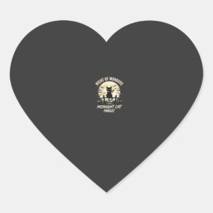 Halloween Black Cat Moonlight Heart Sticker