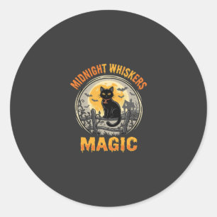 Halloween Black Cat Moonlight Magic Classic Round Sticker