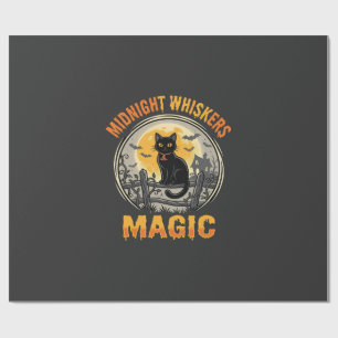 Halloween Black Cat Moonlight Magic Wrapping Paper