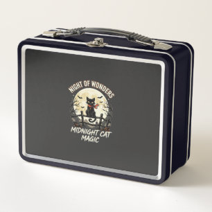 Halloween Black Cat Moonlight Metal Lunch Box