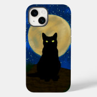 Halloween Black Cat Moonlit Silhouette 