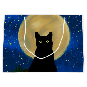 Halloween Black Cat Moonlit Silhouette Large Gift Bag