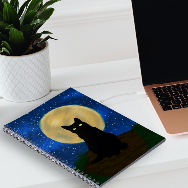 Halloween Black Cat Moonlit Silhouette  Notebook (Creator Uploaded)