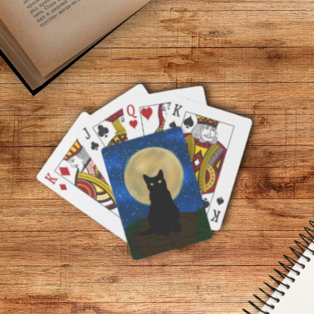 Halloween Black Cat Moonlit Silhouette  Playing Cards (Creator Uploaded)