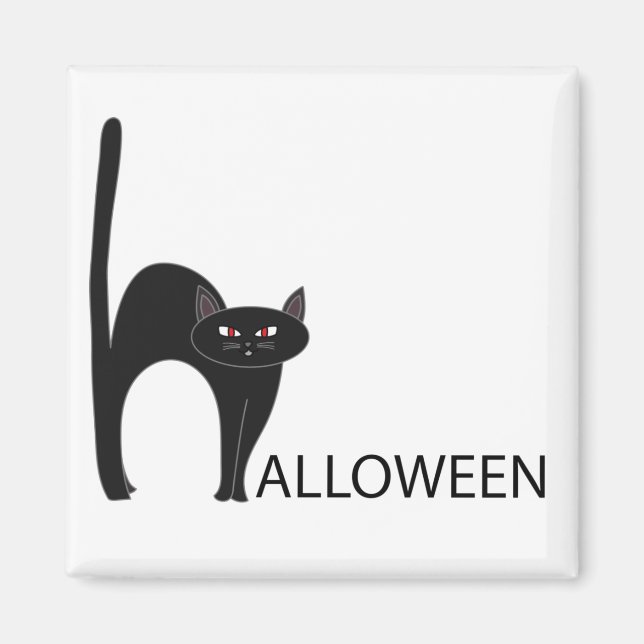 Halloween Black Cat Name Magnet (Front)