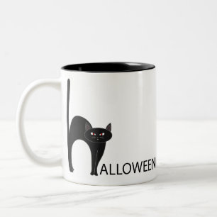 Halloween Black Cat Name Two-Tone Coffee Mug