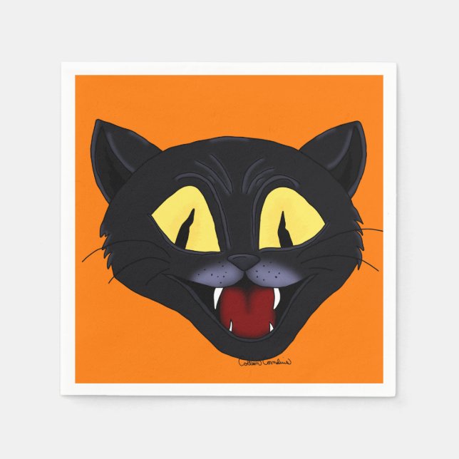 Halloween Black Cat  Napkin (Front)
