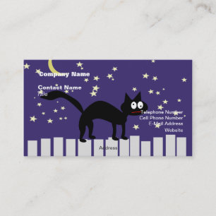 Halloween Black Cat on Fence Business Card