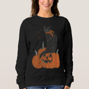 Halloween Black Cat On Pumpkin Halloween Costume Sweatshirt