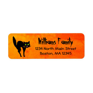 Halloween Black Cat Orange Return Address Label