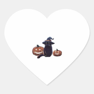 Halloween black cat Oversized T-Shirt Heart Sticker