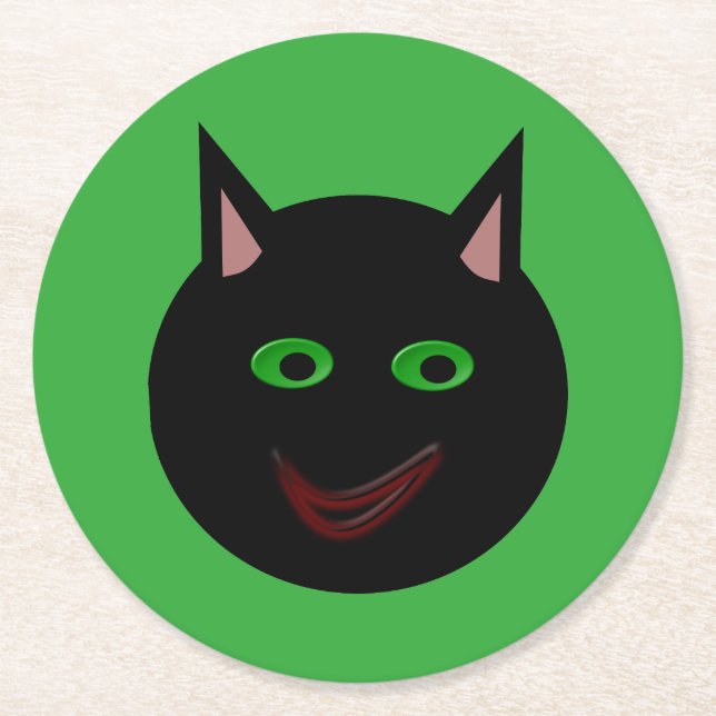 Halloween Black Cat Paper Coasters (Front)
