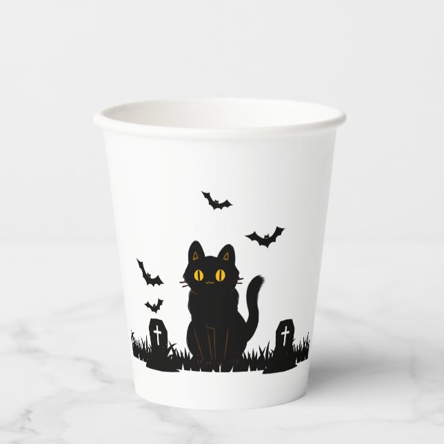Halloween Black Cat Paper Cups (Front)