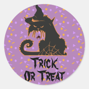 Halloween Black Cat Party Confetti  Classic Round Sticker