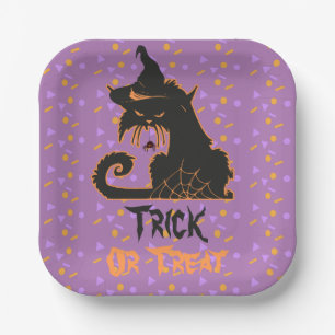 Halloween Black Cat Party Confetti Paper Plate