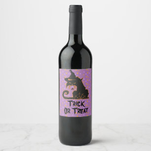 Halloween Black Cat Party Confetti   Wine Label