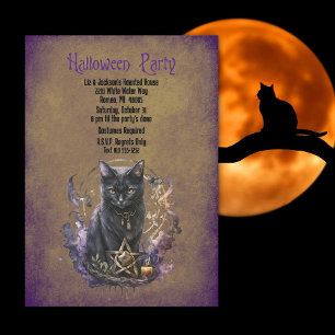 Halloween Black Cat Party Invitation