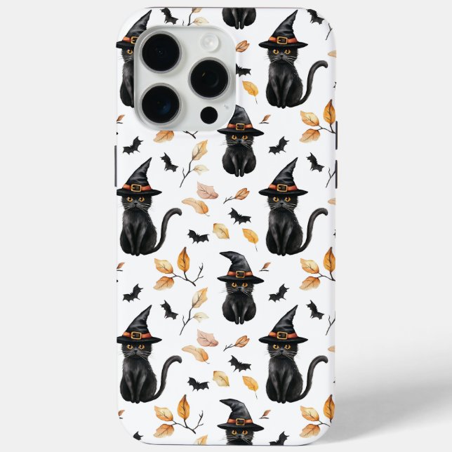Halloween Black Cat Pattern - Witchy Cat  Case-Mate iPhone Case (Back)