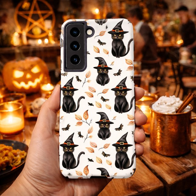 Halloween Black Cat Pattern - Witchy Cat  Samsung Galaxy S21 Case (Creator Uploaded)