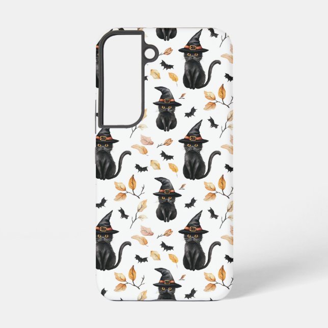 Halloween Black Cat Pattern - Witchy Cat  Samsung Galaxy S22 Case (Back)
