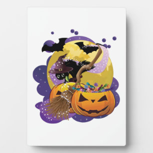 Halloween black cat plaque