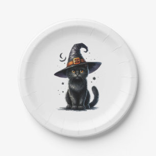 HALLOWEEN BLACK CAT PLATES 