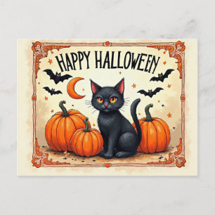 Halloween Black Cat Postcard