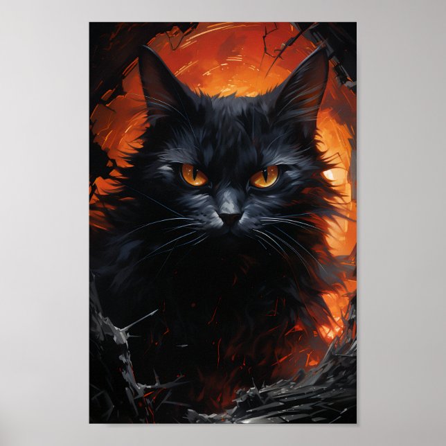 Halloween Black Cat Poster (Front)