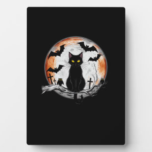 Halloween Black Cat Pumpkin Bat Moon Cemetery Scar Plaque