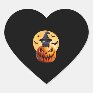 Halloween Black Cat Pumpkin Bring Excitement Men W Heart Sticker