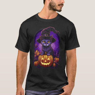 Halloween Black Cat Pumpkin Costume Party Hallowee T-Shirt